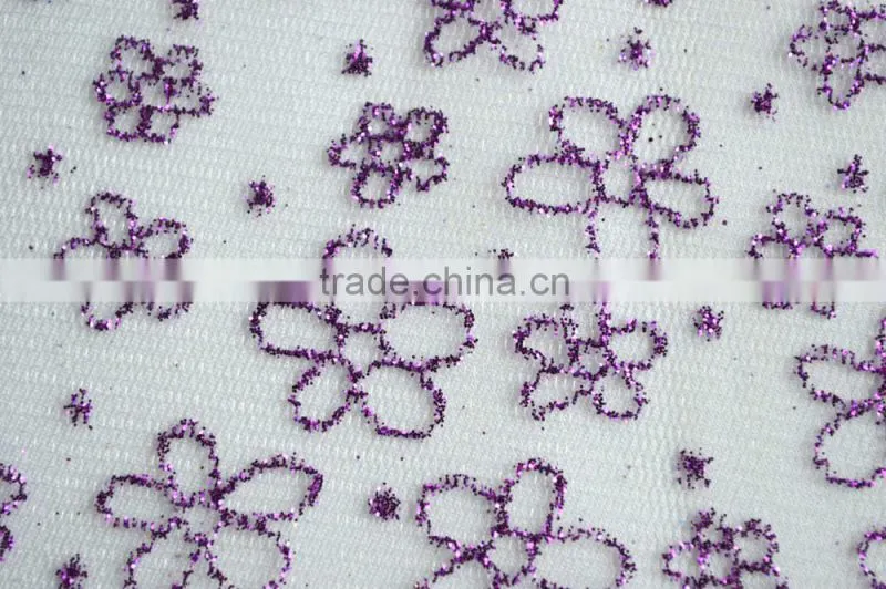 Polyester Tulle Metallic Printed Fabric for Decoration and Dress DSN 338