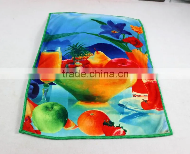 40x60cm 60g microfiber custom tea towel printing with fruit and flower