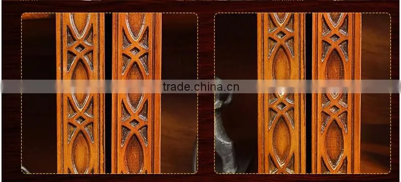 Rubber wood bookshelf sideboard with handmade carving AI-206