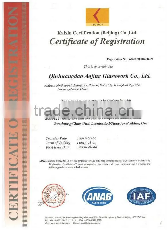 low-e insulated glass with certificates
