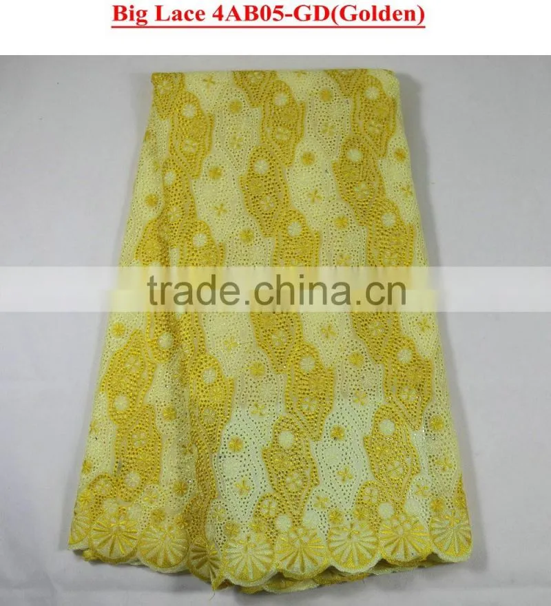 Latest design cotton voile fabric royal blue swiss voile lace