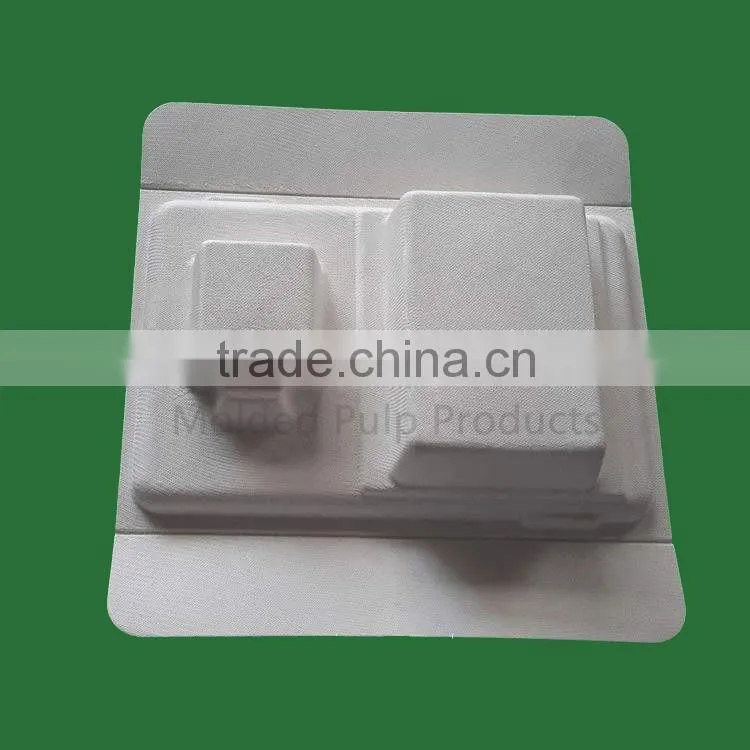 Creative design high quality molded paper pulp tray for earphone,earbud tray