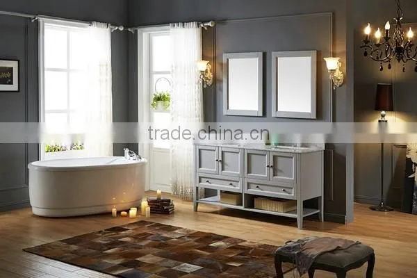 Solid Wood Wash Basin Double Sinks bathroom cabinet Foshan Factory made Furniture No.1006D