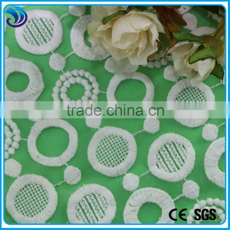 circle Design 100%cotton yarn embroidery lace fabric for garment
