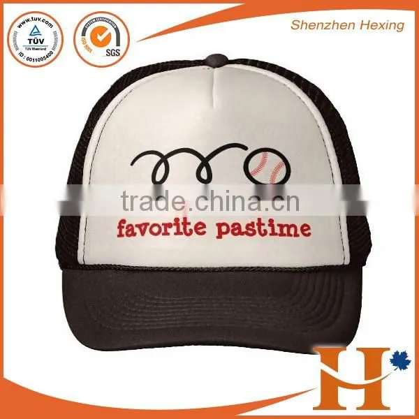 Good quality reasonable price 5 panels foam and mesh kids trucker mesh cap hat baseball cap with logo printed for woman