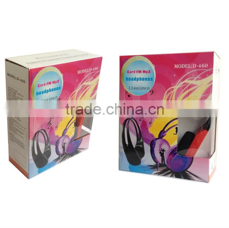 Low price mp3 headphone support memory card,headphone mp3 with fm built-in battary