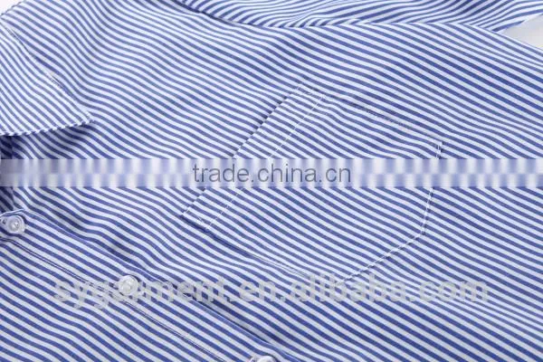 2015 Classic women long sleeve blue white stripe shirts and tops