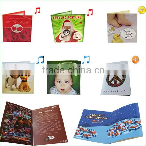 folded holiday music greeting card for promotion, sound paper cards