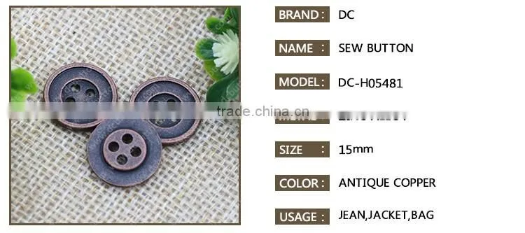 Round shape metal type shirt clothing button sew button