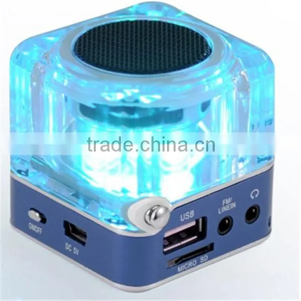 Rechargeable built in battery transparent micro usb sd speaker clock