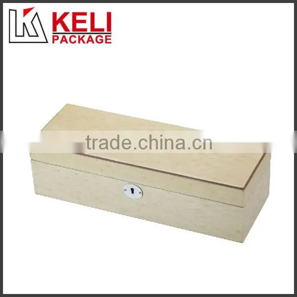 White wooden watch box with window for five watches use