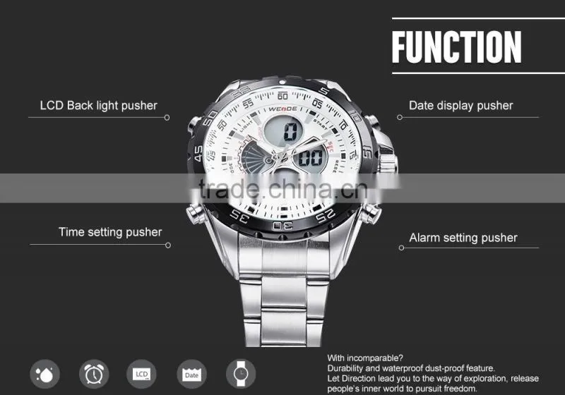 WEIDE Luxury Stainless steel back quartz quality watches WH1103-2