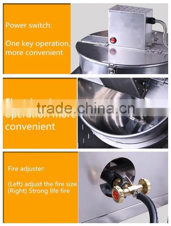 Automatic Gas Heating Caramel Pop corn Snack Machine