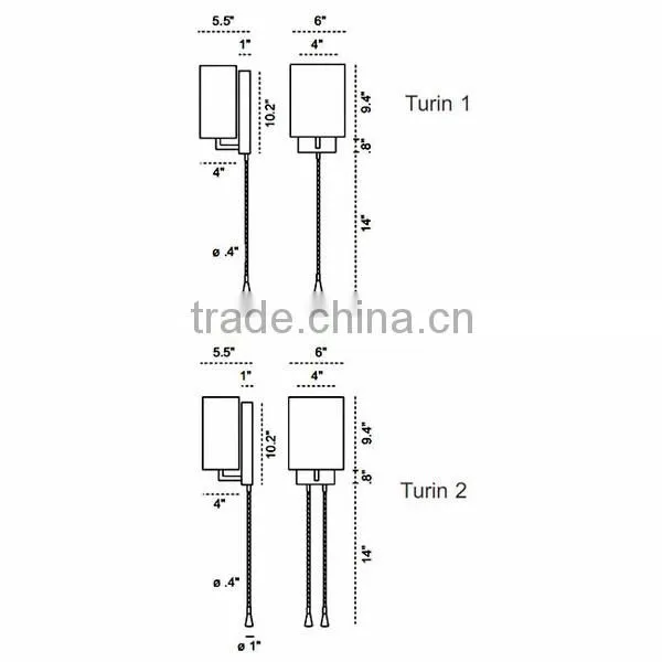 0816-4 cotton shade two flexible shaft with LED Wall Light