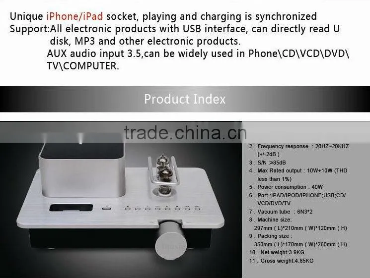6N3 HIFI Audio vacuum tube Amplifer speaker with socket for iphone/ipad mp3 Home Amplifier usb port