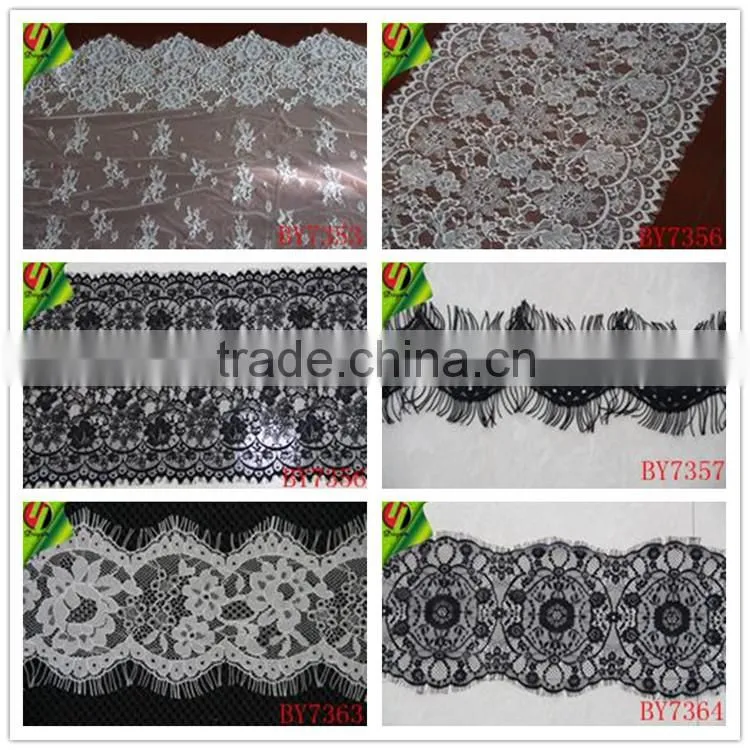 Factory direct cash #BY7509 black nylon eyelash fabric for wedding dresses