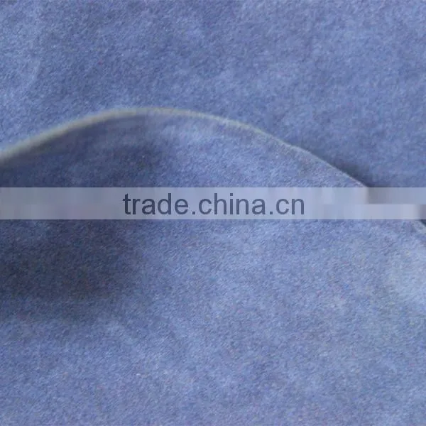Two side flock PU coated split leather for handbag usage