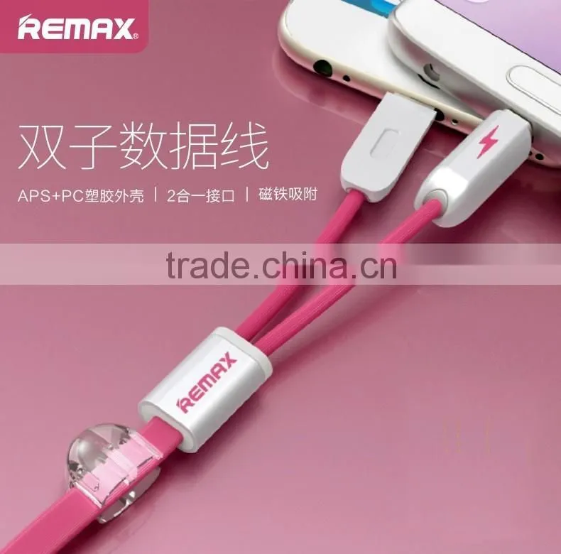 Original Remax Charging Data Cable 2 in 1 USB Cable For iphone and Xiaomi Samsung HTC Nokia