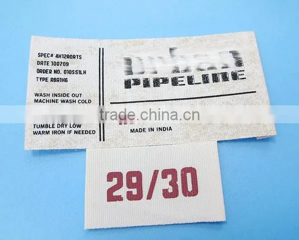 In House Produced Raised Screen Printed Cotton TWill Label