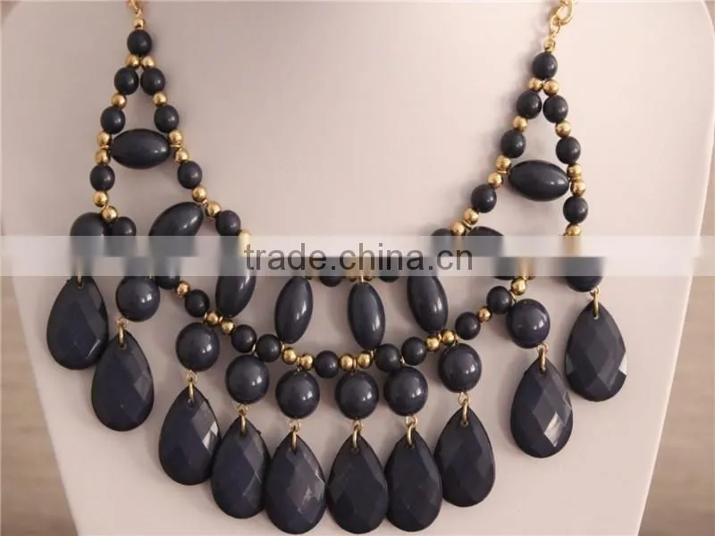 Fashion dark color acrylic beads necklace women necklace jewelry