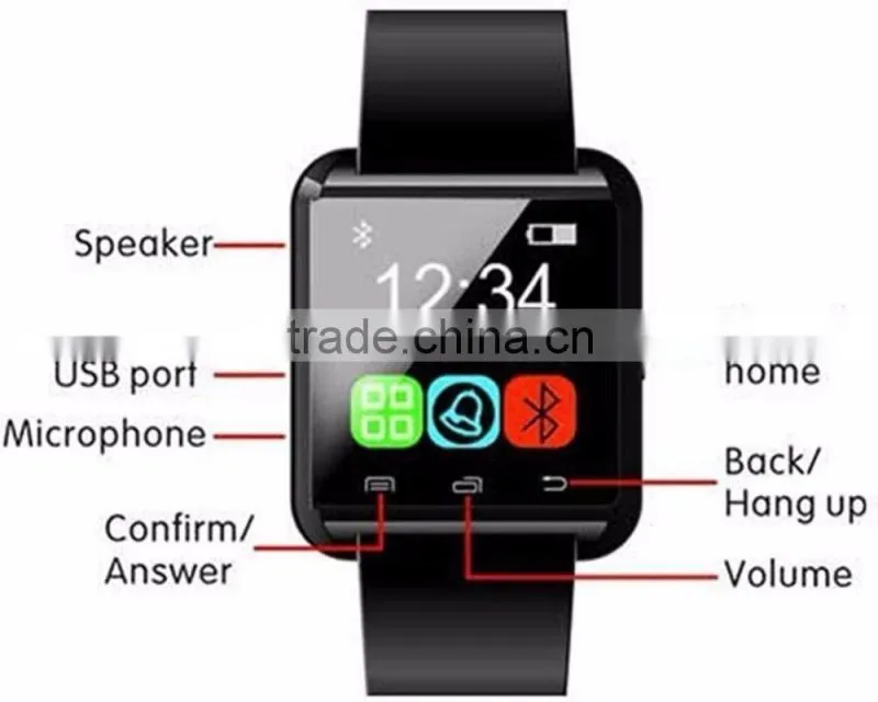 silicon bluetooth samrt watch with camera