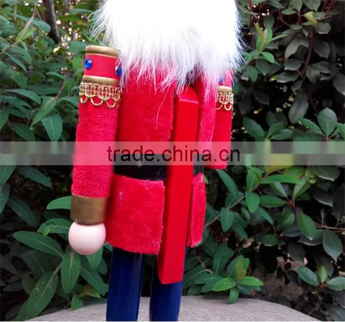 38cm red wooden king nutcracker figurines,hot sale handmade christmas nutcracker,reliable manufacturer christmas ornament