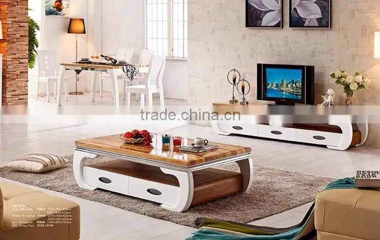 Wood&Marble End Table, Elegant Living Room Furniture