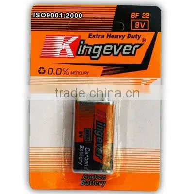 CARBON ZINC BATTERY 9V 6F22