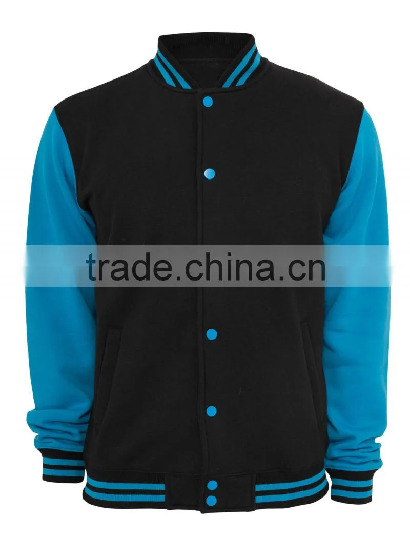 Varsity letterman jacket with hood Mens Flap Pocket Slim Fit Black Jacket