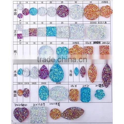 Stock!Flat back 12mm round rose gold druzy cabochon beads