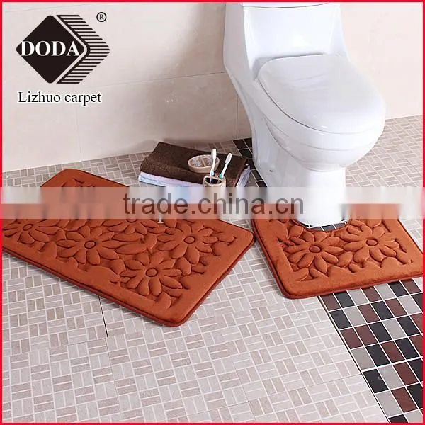microfiber flannel embossed non slip pvc backing contour bath rug