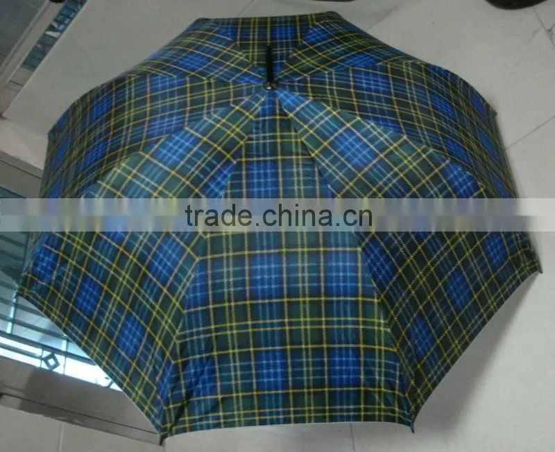 G32G cheap promotional check fabric big umbrella