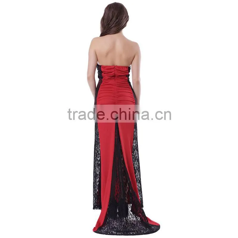 The most popular design long style elegent ladies strapless prom dress with low back