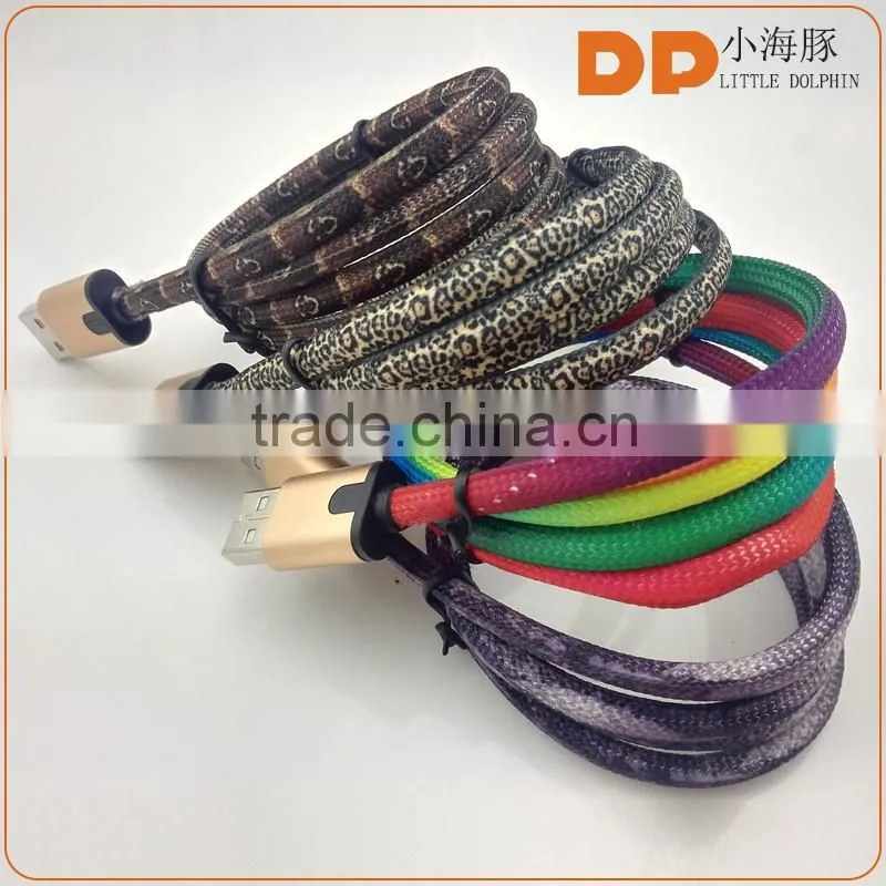 Shoelace design gold-plated USB 2.0 OEM shoelace 2 in 1 LED usb cable for iphone