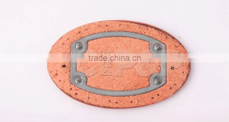 Orange oval design sewing jeans leather label with custom metal