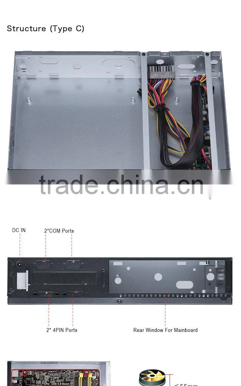 Realan Vertical Horizontal Mini ITX Micro ATX PC Gaming Case T02 with Power Supply (SGCC 0.6mm, 2.5"/3.5"HDD)