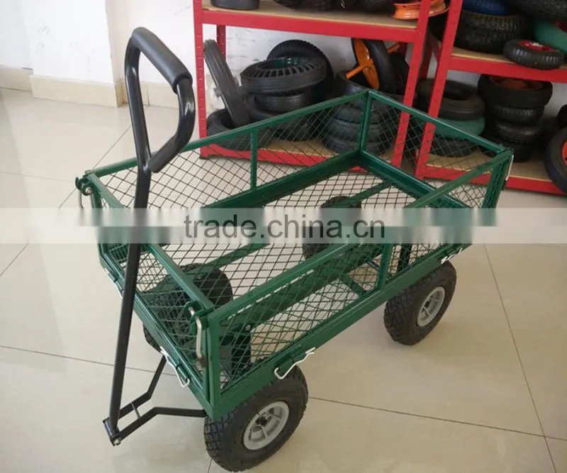 High Quality120KG OEM Mesh Foldable Steel Garden Tool Cart /garden hand trolley
