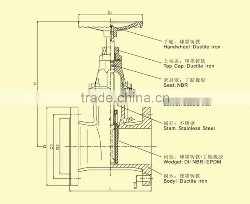 DIN PN16 Ductile iron gate valve