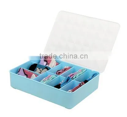 Colorful 9Lattices Plastic With Covered Underware Storage box
