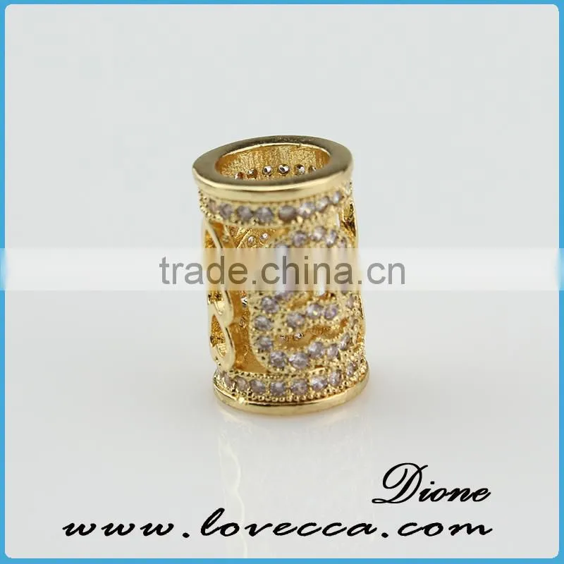 Little gold zircon jewelry, cylinder shape Micro pave jewelry, gold micro pave setting