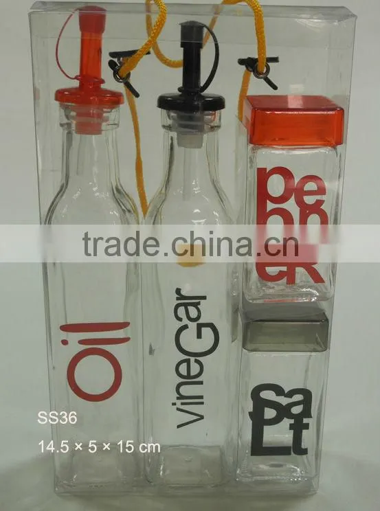 square glass olive oil spice container set