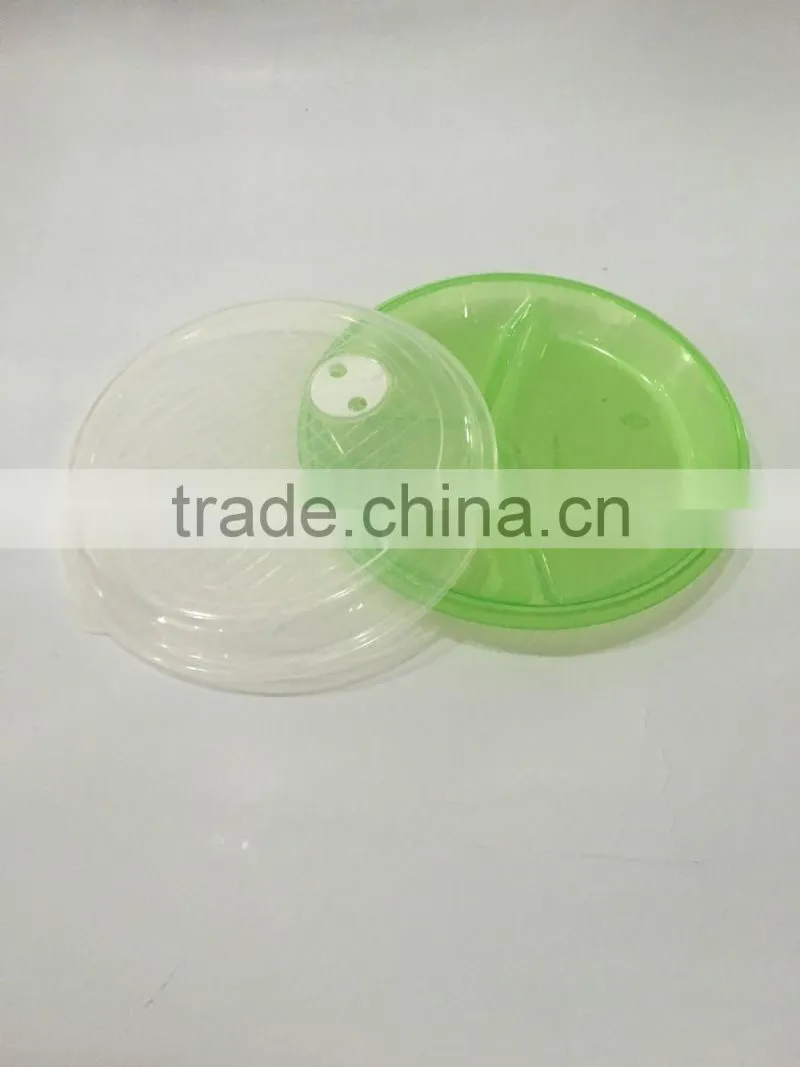 Plastic square rect. microwave 3 compartment reusable food storage containers TH-012