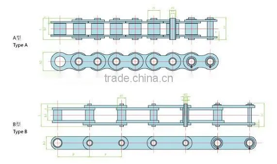 Stainless steel 304 conveyor roller hollow pin chain 40hp