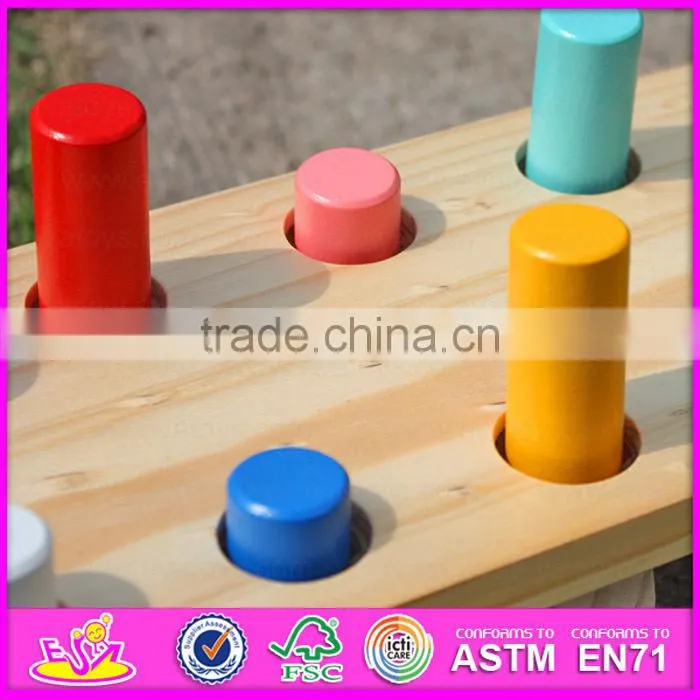 Eco-friendly handmade kids early learning wooden hammer toy W11G017-S