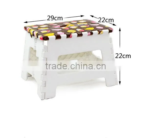high quality grain patterns portable folding stool with water printing /plastic folding stool
