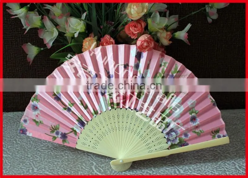 Wholesale bamboo fabric hand folding fan