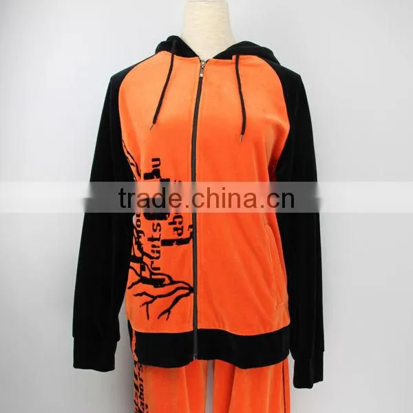 warm fashion oem clothing manufacturing velvet fabric sport wear brand