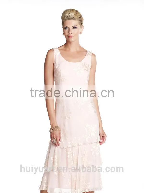 hot sell layered knee length long sleeve wholesale dress