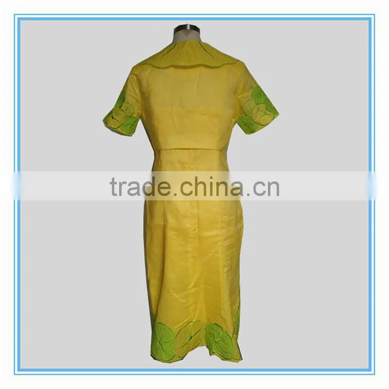 Hot sale lotus leaf embroidery sexy dress collar neck designs for ladies suit