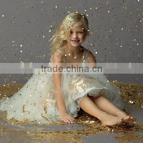 Flower Girls Sequins Tutu Dress Kids Long Birthday Party Dress